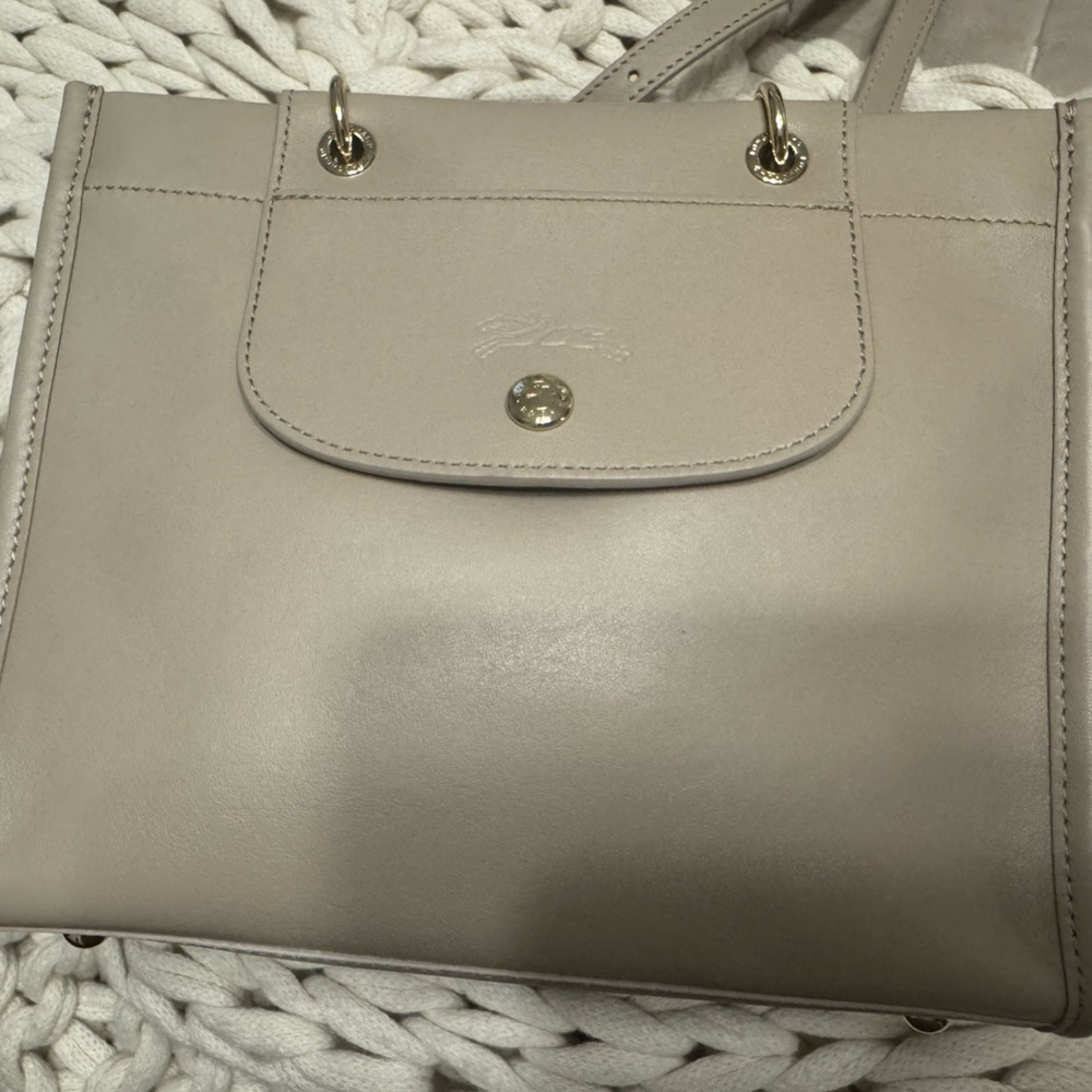 Rare Longchamp Cabas S Leather Bag With Handle – Grey – Discontinued – Like New